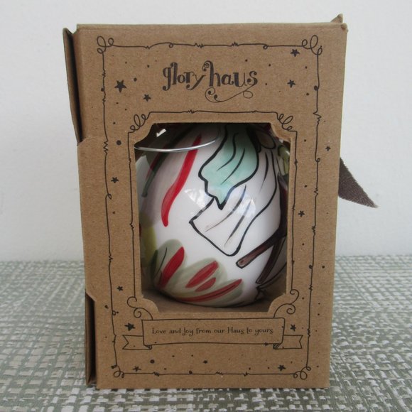 Glory Haus Glass Ball Christmas Ornament w/ Beaded Hook Nativity 3.5" diameter - Picture 6 of 9